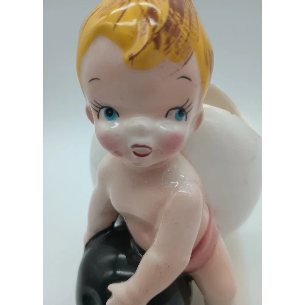 Vtg Planter Bowling Baby Blue Eyed Blonde Round Ball